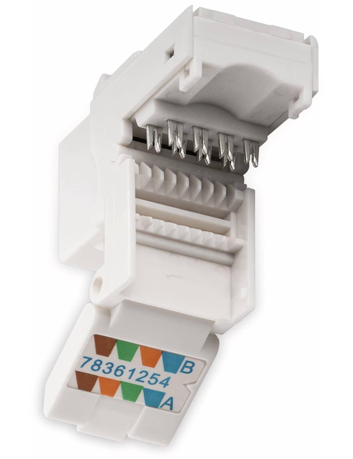 Goobay 95742 Keystone Modul RJ45 Buchse / CAT 6 Netzwerkstecker 250 MHz / Snap-In-System / UTP Buchse 8P8C / LSA / Weiß-2