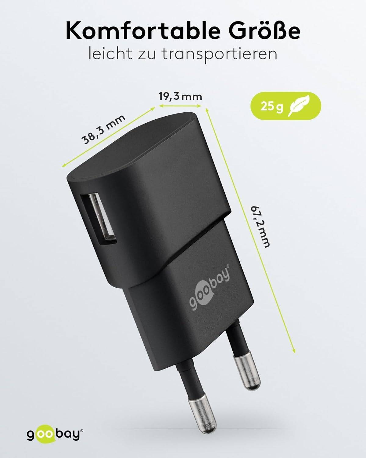 Goobay 44947 USB-A Netzteil 5W / Universal Ladegerät Apple Samsung Huawei / USB A Adapter / 1 Port Ladestecker / Schwarz-2