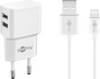 Goobay 44979 USB-A Netzteil 12W / Apple Lightning Ladekabel / iPhone Ladegerät Dual Port Adapter 5V / Weiß / Kabel 1m