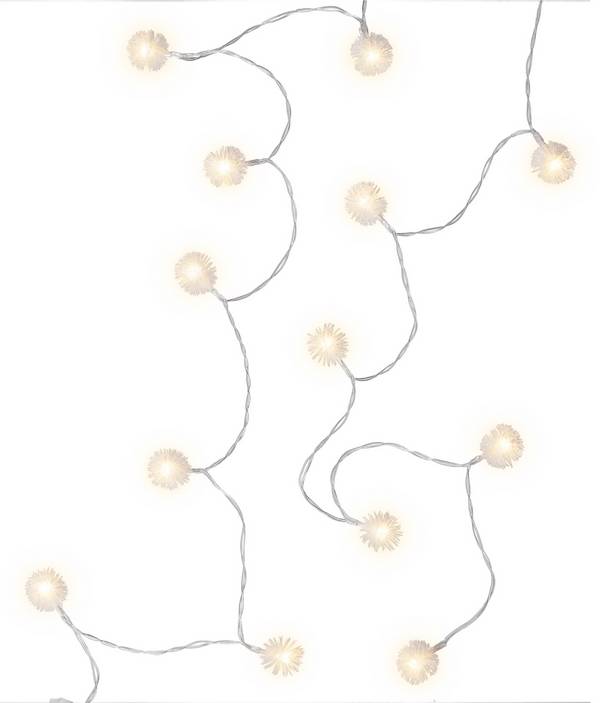Goobay 60273 LED-Lichterkette 20 warmweiße LED mit Timer, Weihnachtsbeleuchtung Schneeball Lichterkette mit Batterie