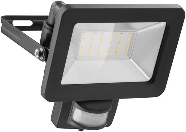 Goobay 53881 LED Außenstrahler Bewegungsmelder 30W / PIR Sensor / 2550lm Neutralweiß Scheinwerfer Außenleuchte / Schwarz