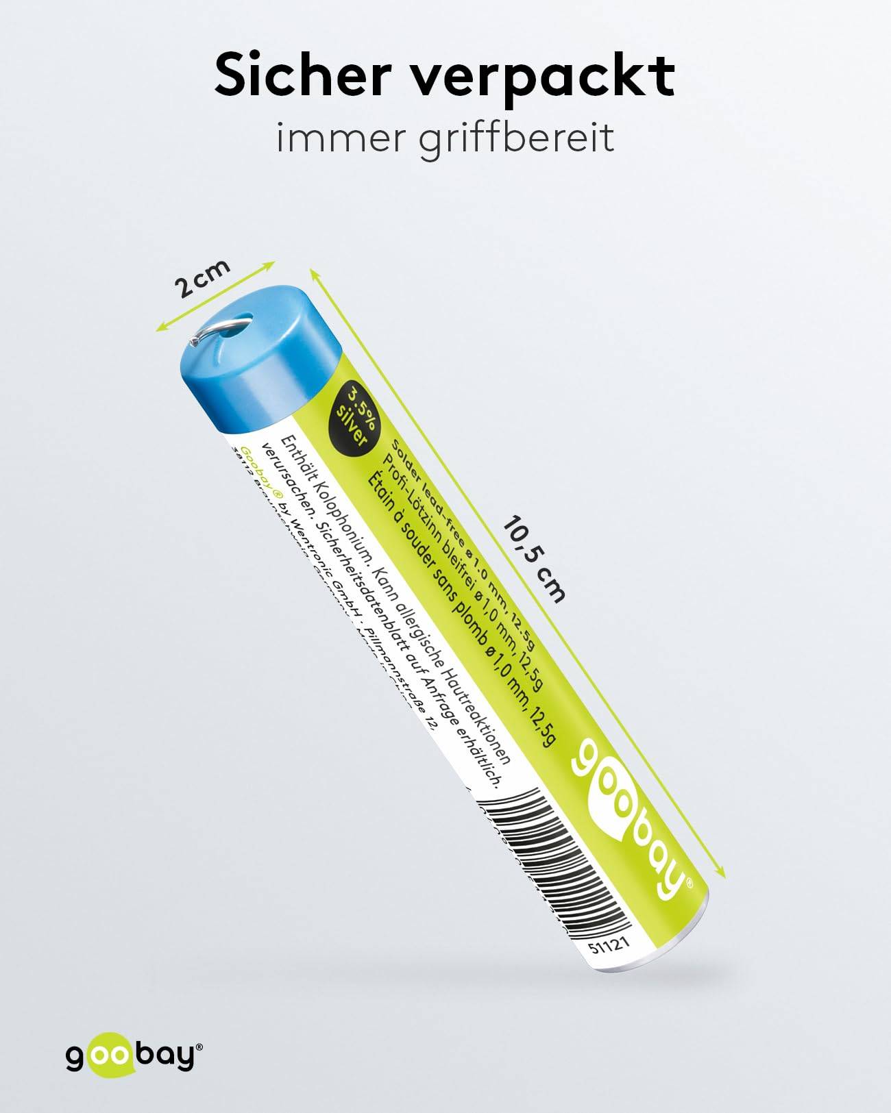 Goobay 51121 Lötzinn bleifrei ø 1 mm Lötdraht Flussmittel / 3,5 % Silber / 217 °C Schmelzpunkt bleifreies Löten 12,5 g-3