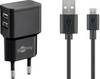 Goobay 44984 Micro USB Netzteil 12W / Micro Stecker Typ B Ladekabel / USB-A Ladegerät Adapter 5V / Schwarz / Kabel 1m