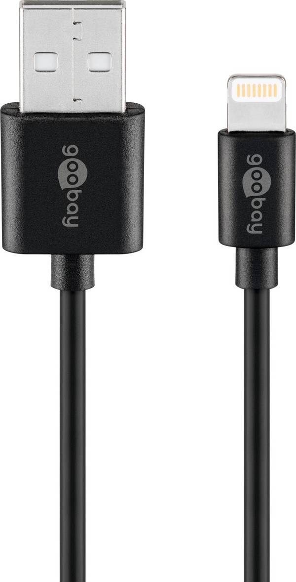 Goobay 63523 Lightning Kabel Apple Ladekabel iPhone Lightning auf USB A Kabel High Speed MFi iphoneladekabel Schwarz 1m