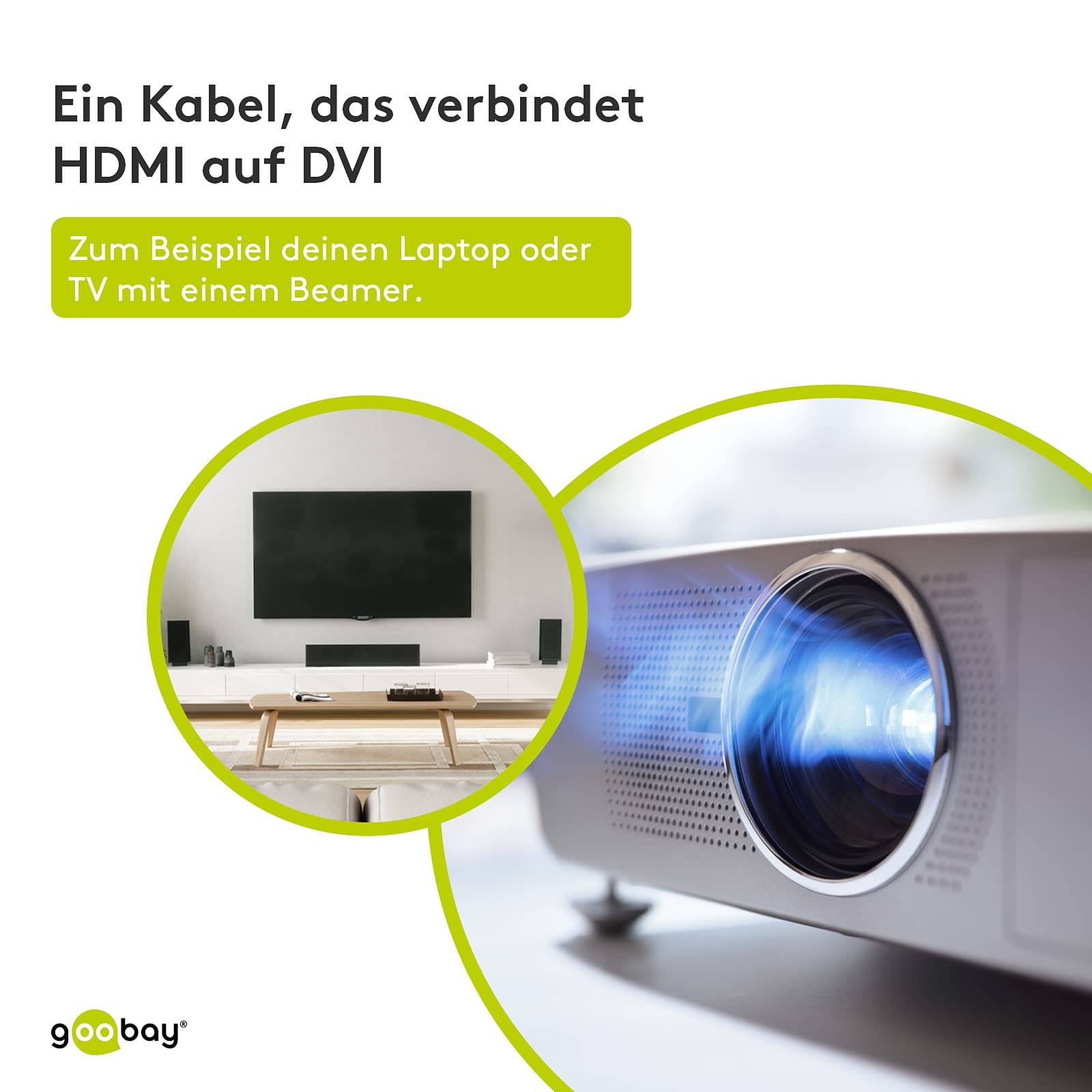 Goobay 51881 DVI-D auf HDMI Kabel / Monitorkabel Full HD 1080p / HDMI Adapterkabel Bildschirmkabel / Schwarz / 1,5 Meter-3