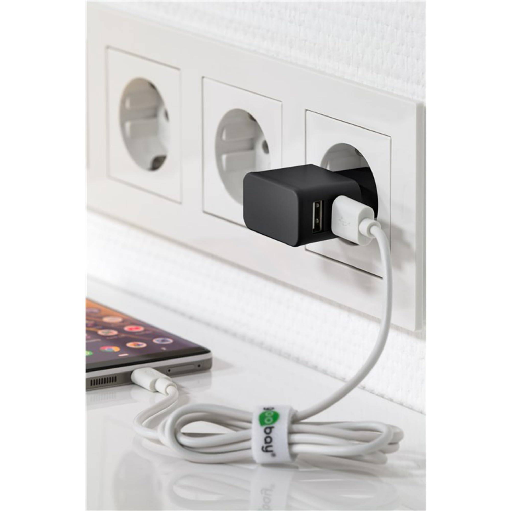Goobay 44995 USB-A Netzteil 12W / Apple Lightning Ladekabel / iPhone Ladegerät Dual Port Adapter 5V / Schwarz / Kabel 1m-6