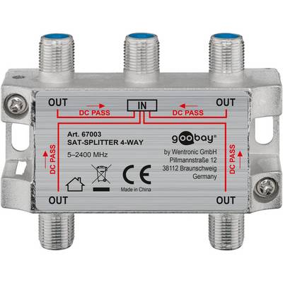 Goobay 67003 SAT Verteiler 4fach SAT Splitter / 4x F Buchse Ausgang / SAT Antennenkabel / 4-fach Antennenverteiler-0