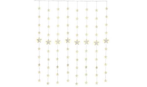 Goobay 57941 LED-Lichtervorhang 80 warmweiße LED Sternenlichterkette Lichterkettenvorhang Timer Fernbedienung Außentrafo