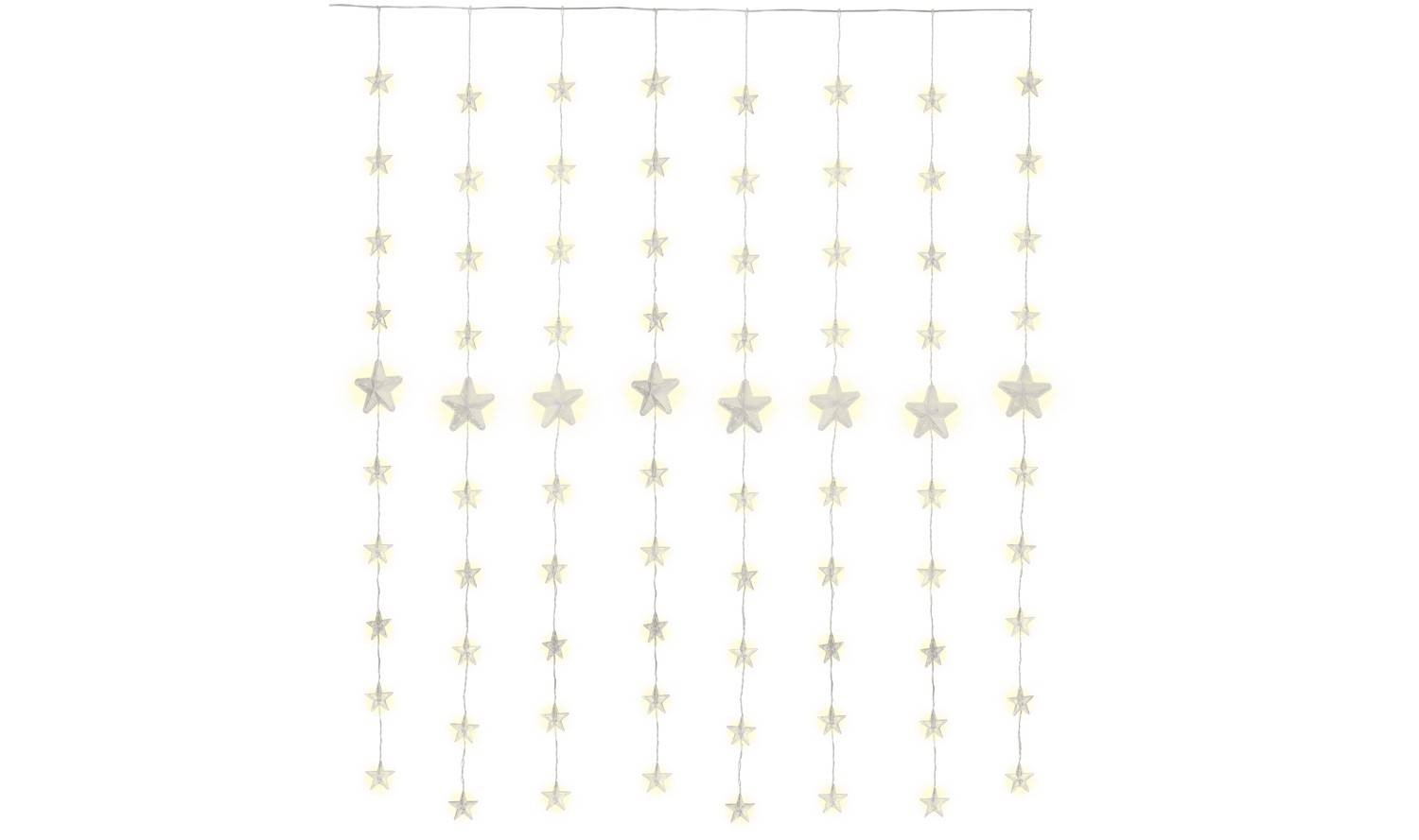 Goobay 57941 LED-Lichtervorhang 80 warmweiße LED Sternenlichterkette Lichterkettenvorhang Timer Fernbedienung Außentrafo-0
