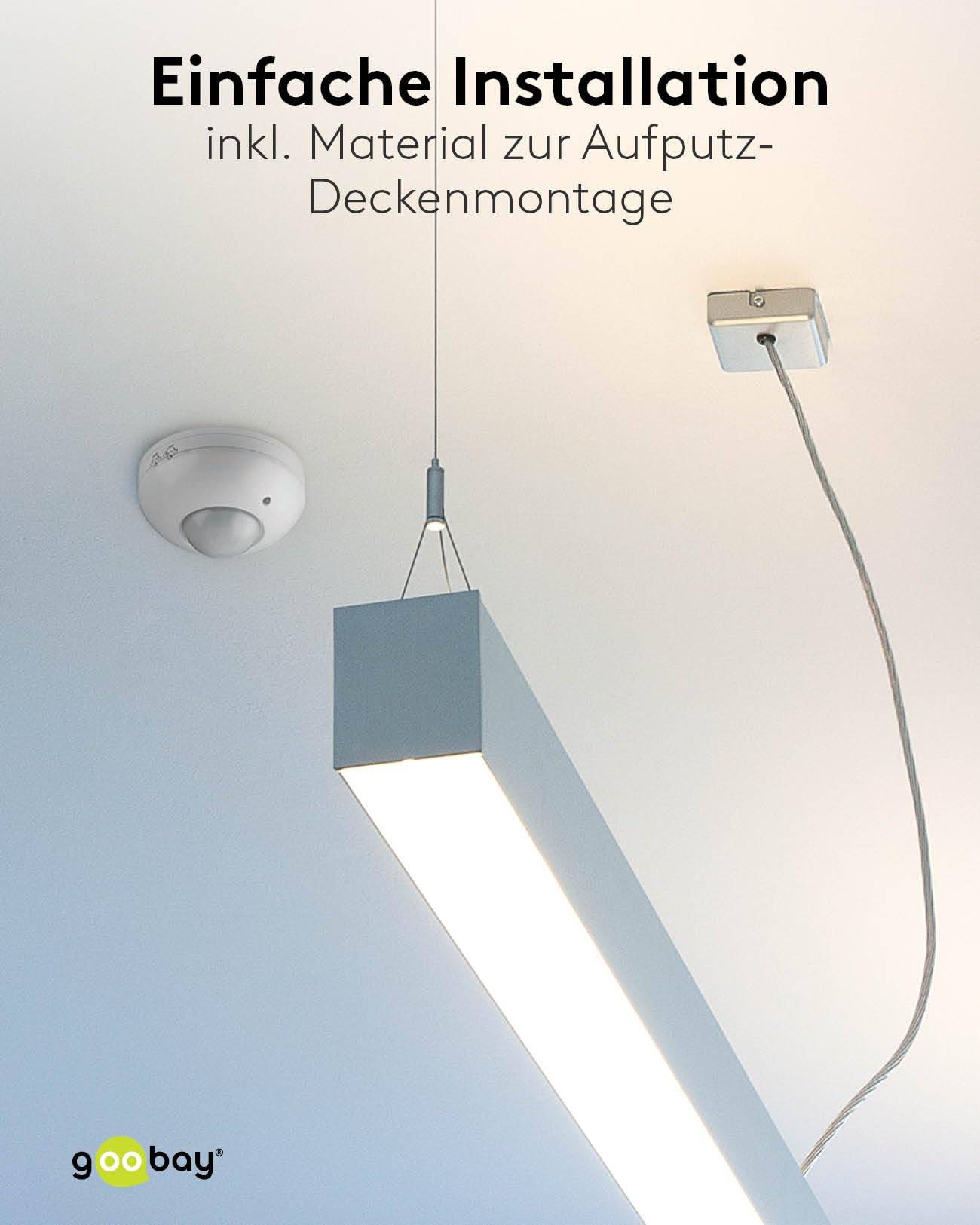 Goobay 96007 Infrarot Bewegungsmelder 360° mit 3-fach PIR-Sensor für LED Deckenleuchte innen Aufputz Melder, 12 m, Weiß-6