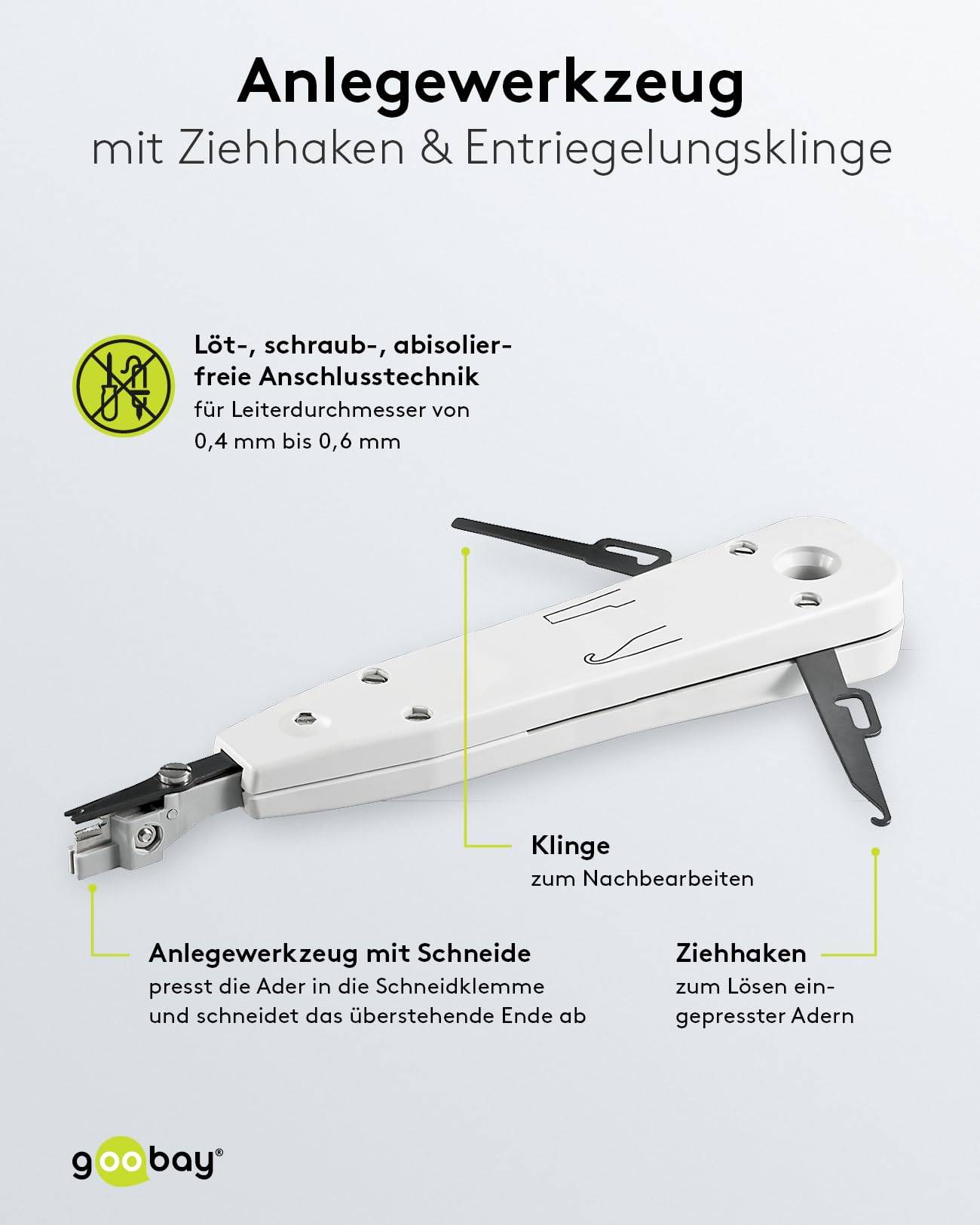 Goobay 97790 Werkzeug Set für Telefon & Netzwerk / Netzwerktester LAN Tester RJ45 - RJ11 - RJ12 - ISDN / Kabeltester LSA-6