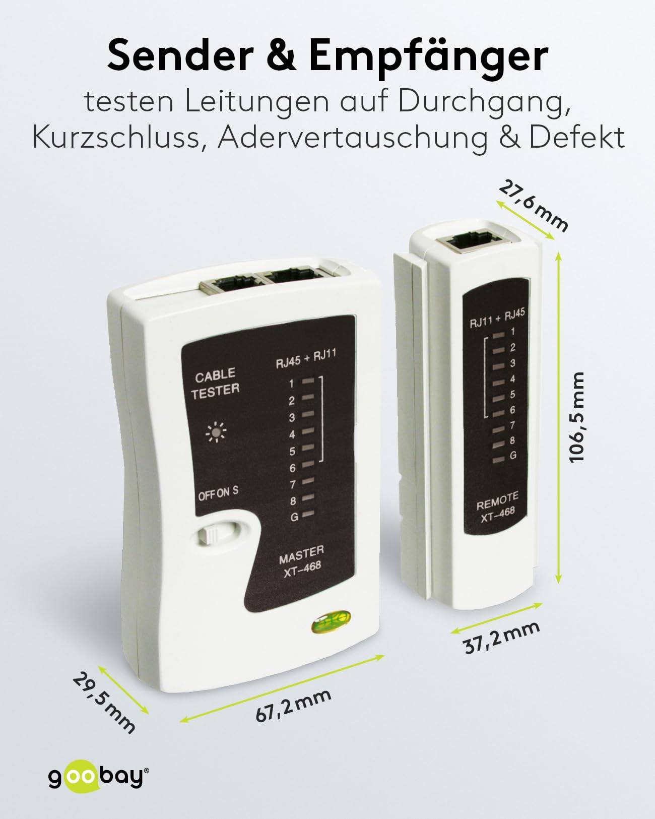 Goobay 97790 Werkzeug Set für Telefon & Netzwerk / Netzwerktester LAN Tester RJ45 - RJ11 - RJ12 - ISDN / Kabeltester LSA-2