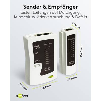 Goobay 97790 Werkzeug Set für Telefon & Netzwerk / Netzwerktester LAN Tester RJ45 - RJ11 - RJ12 - ISDN / Kabeltester LSA-2