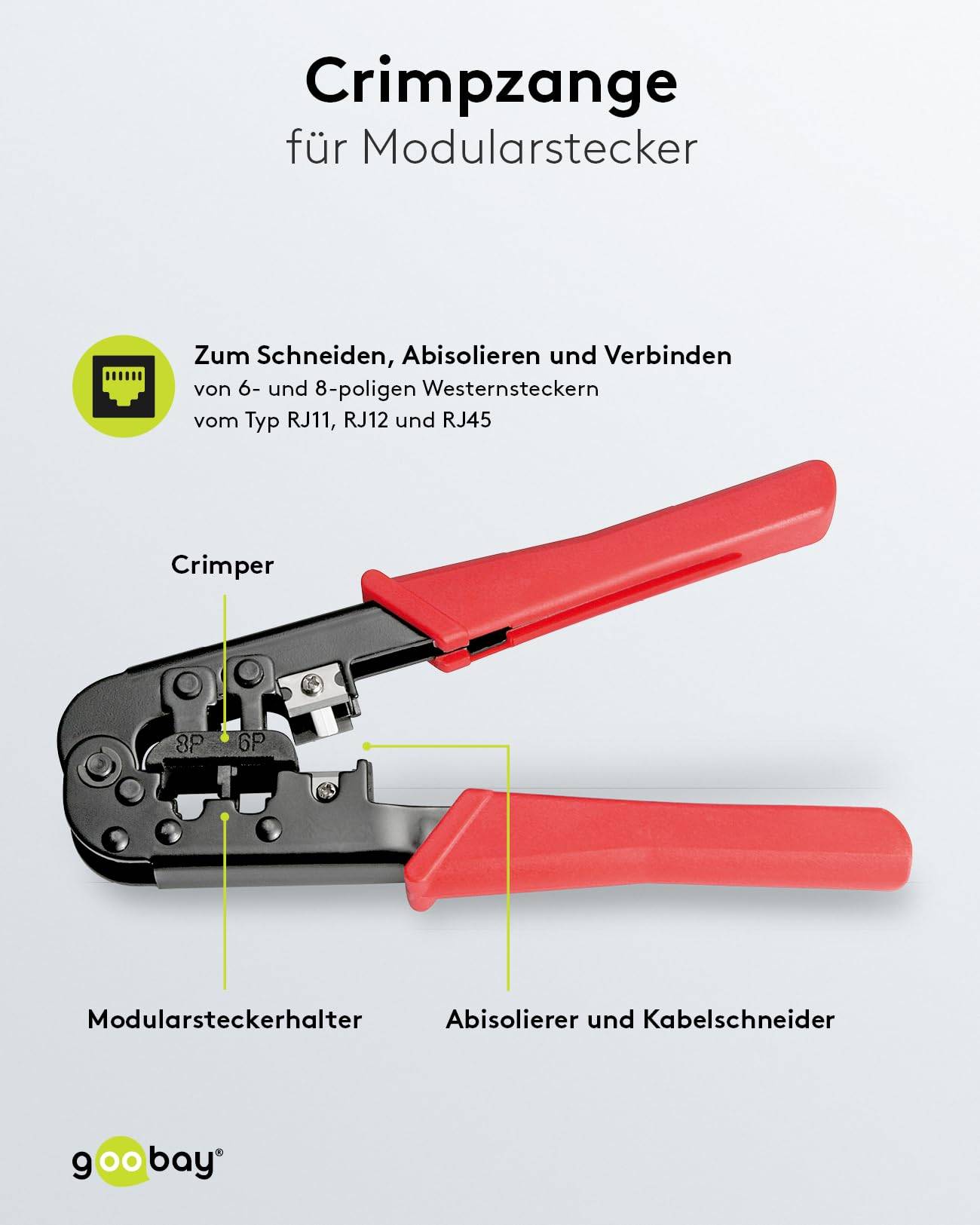 Goobay 97790 Werkzeug Set für Telefon & Netzwerk / Netzwerktester LAN Tester RJ45 - RJ11 - RJ12 - ISDN / Kabeltester LSA-4