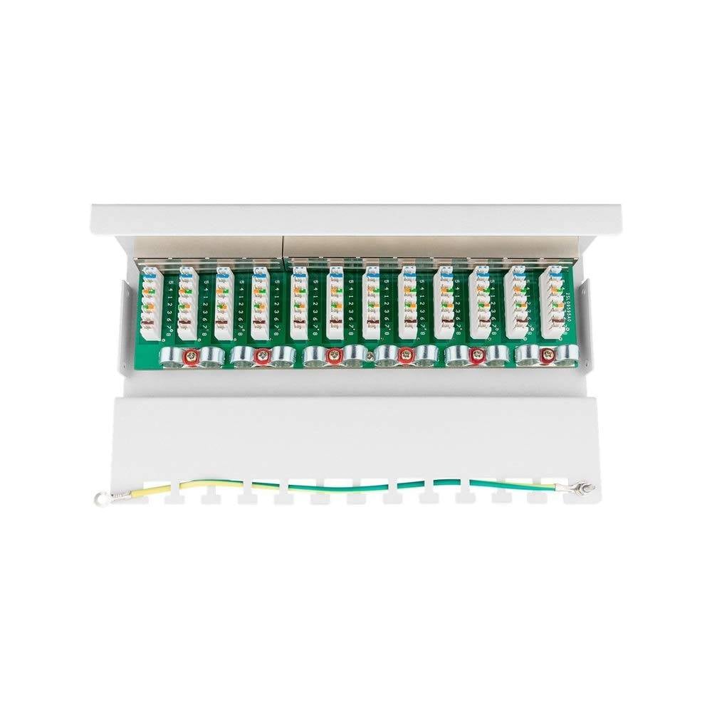 Goobay 62070 CAT 6 Patch Panel 12 Port RJ45 Buchsen für Netzwerkkabel 250 MHz Patchfeld LAN Verteilerfeld Desktop Weiß-2