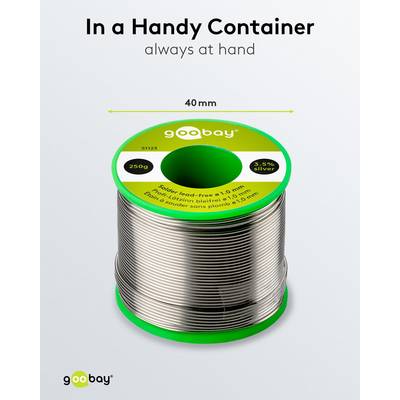 Goobay 51123 Lötzinn bleifrei ø 1 mm Lötdraht Flussmittel / 3,5 % Silber / 217 °C Schmelzpunkt bleifreies Löten 250 g-3