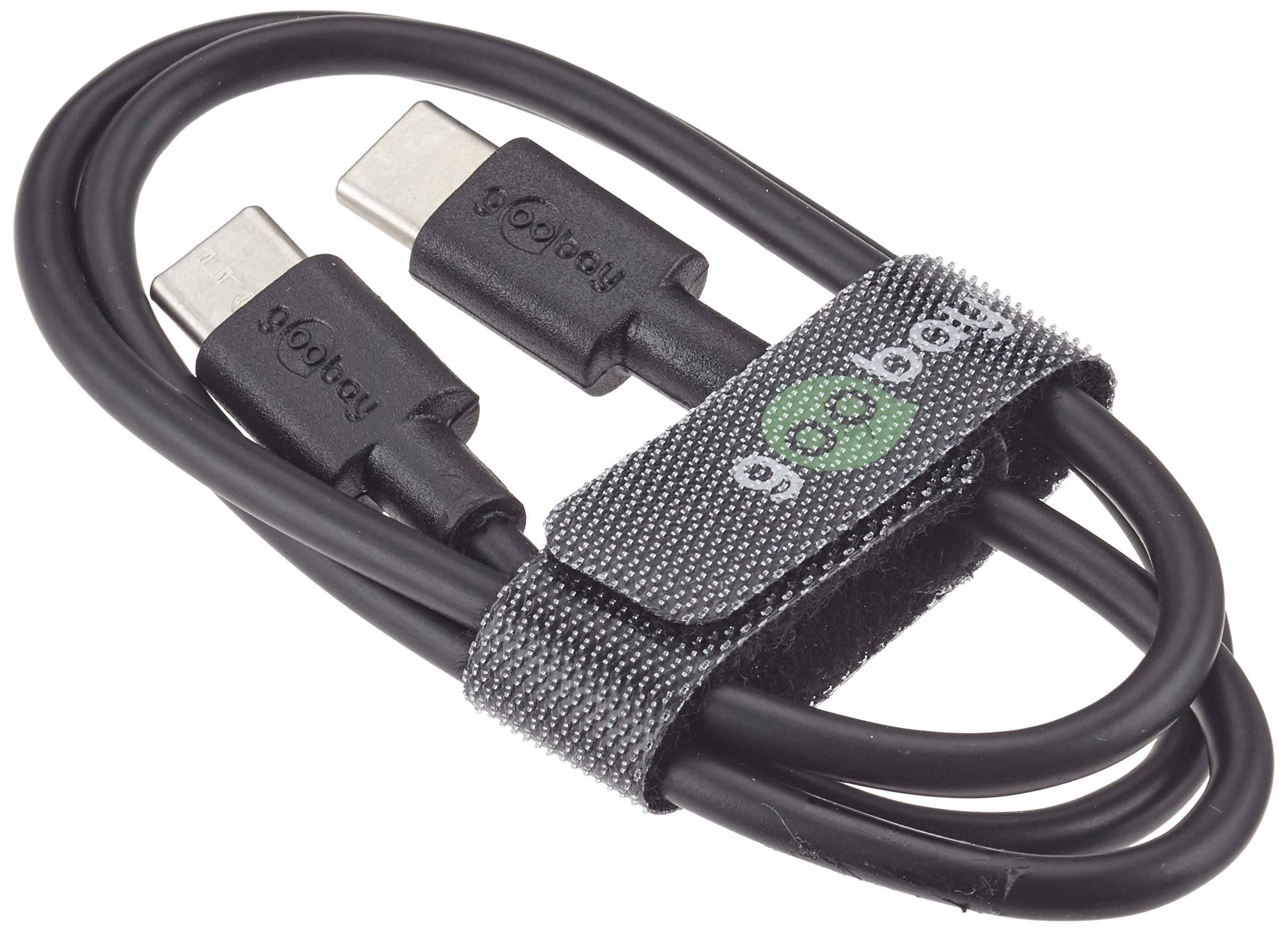 Goobay 66316 USB C auf USB-C Handykabel 480 Mbits Ladekabel 60W / 20V / 3A Aufladekabel USB Datenkabel / Schwarz / 0,5m-1