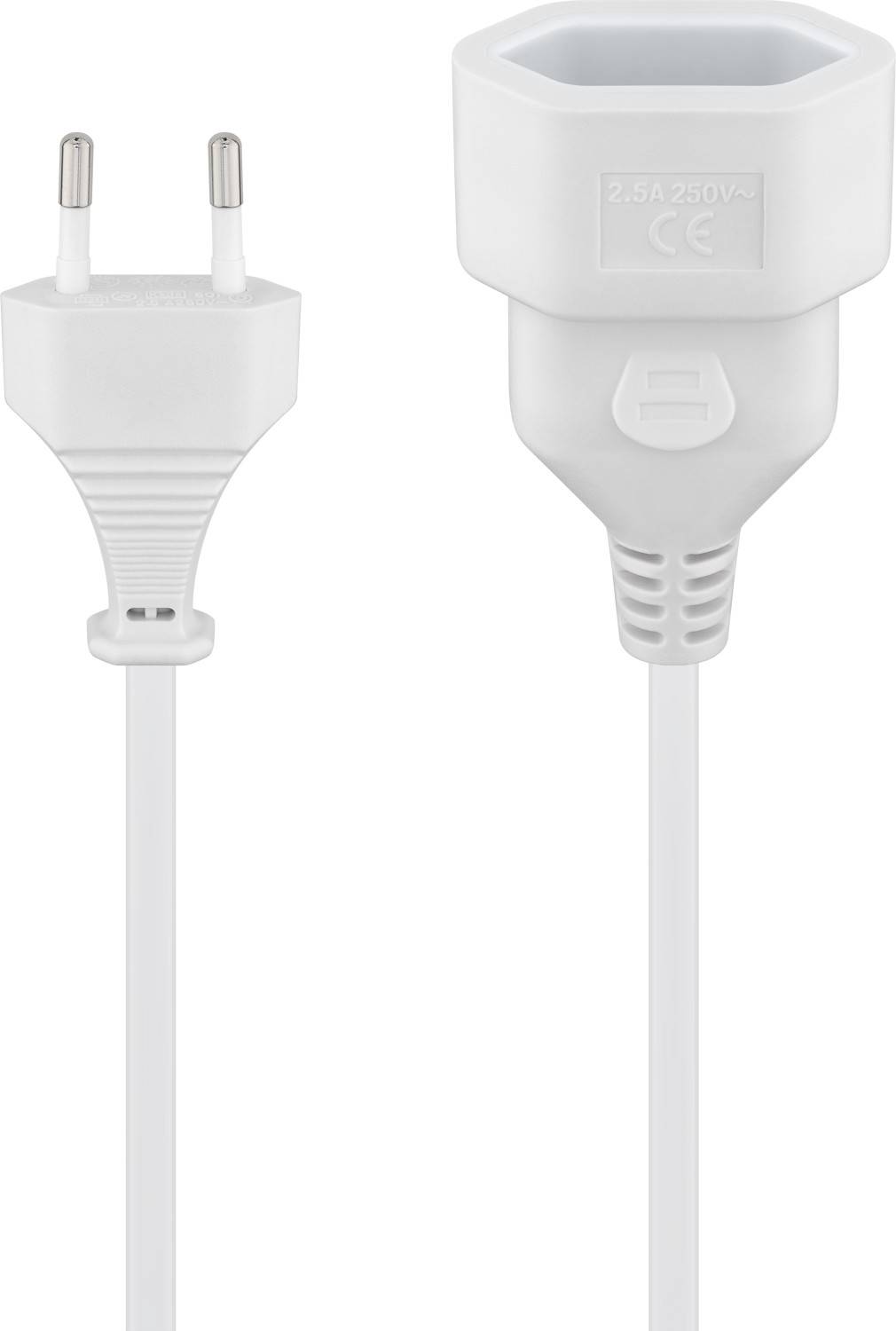Goobay 50509 Euro Netzkabel Verlängerung 2 polig Stromkabel Eurostecker Typ C Eurokabel Verlängerungskabel Weiß 5m-0