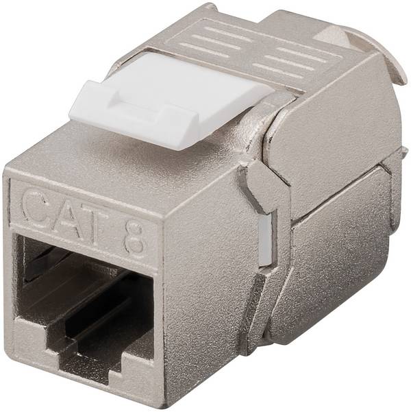 Goobay 61129 Keystone Modul RJ45 Buchse / CAT 8.1 Netzwerkstecker 2000 MHz / STP Ethernet LAN Buchse 8P8C / LSA / Metall