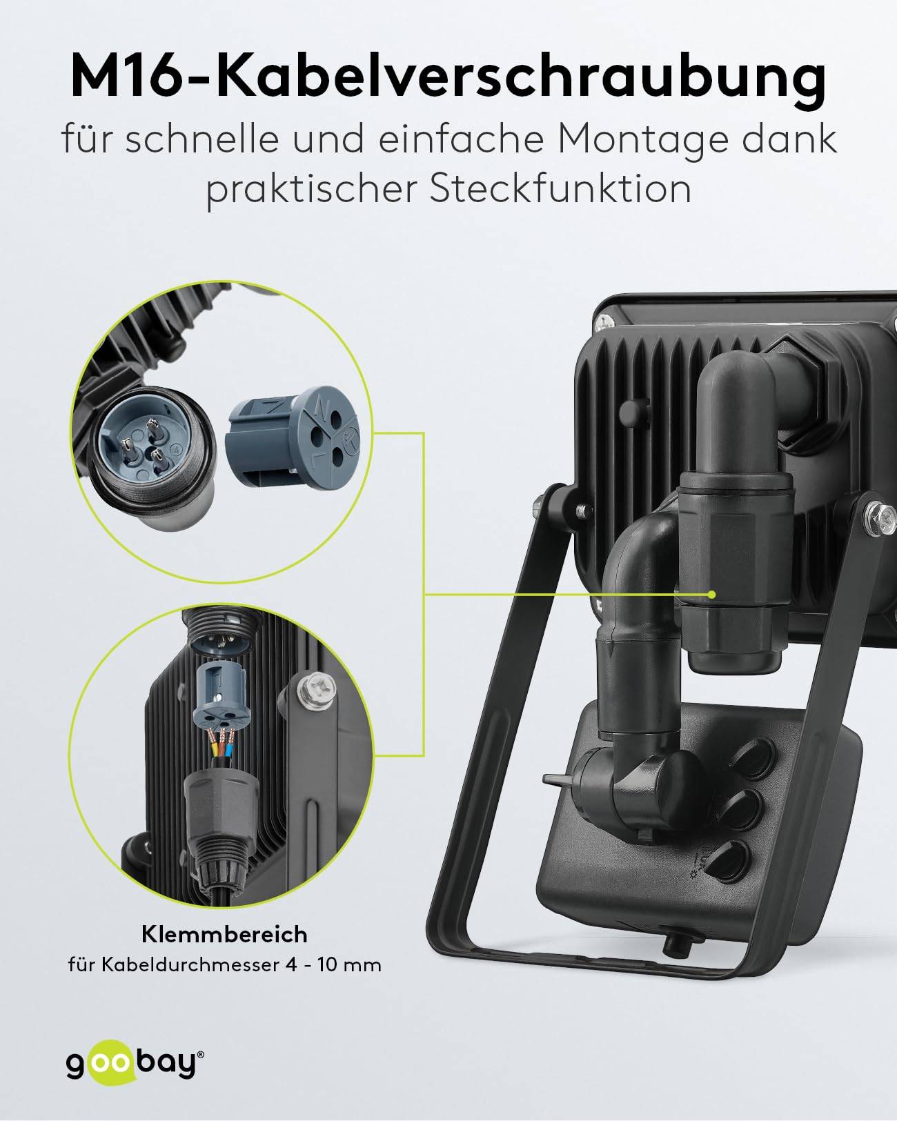 Goobay 53877 LED Außenstrahler Bewegungsmelder 10W / PIR Sensor / 850lm Neutralweiß Scheinwerfer Außenleuchte / Schwarz-5