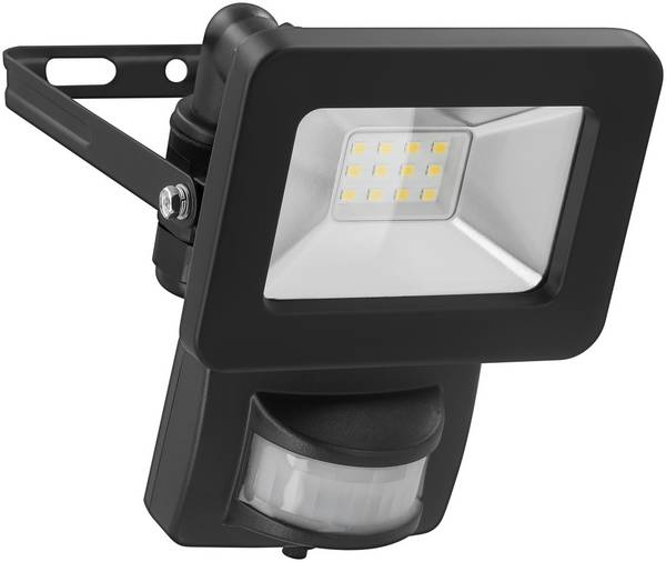 Goobay 53877 LED Außenstrahler Bewegungsmelder 10W / PIR Sensor / 850lm Neutralweiß Scheinwerfer Außenleuchte / Schwarz