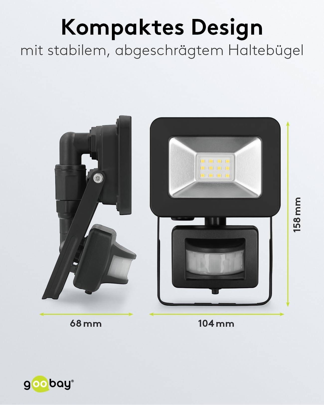 Goobay 53877 LED Außenstrahler Bewegungsmelder 10W / PIR Sensor / 850lm Neutralweiß Scheinwerfer Außenleuchte / Schwarz-2