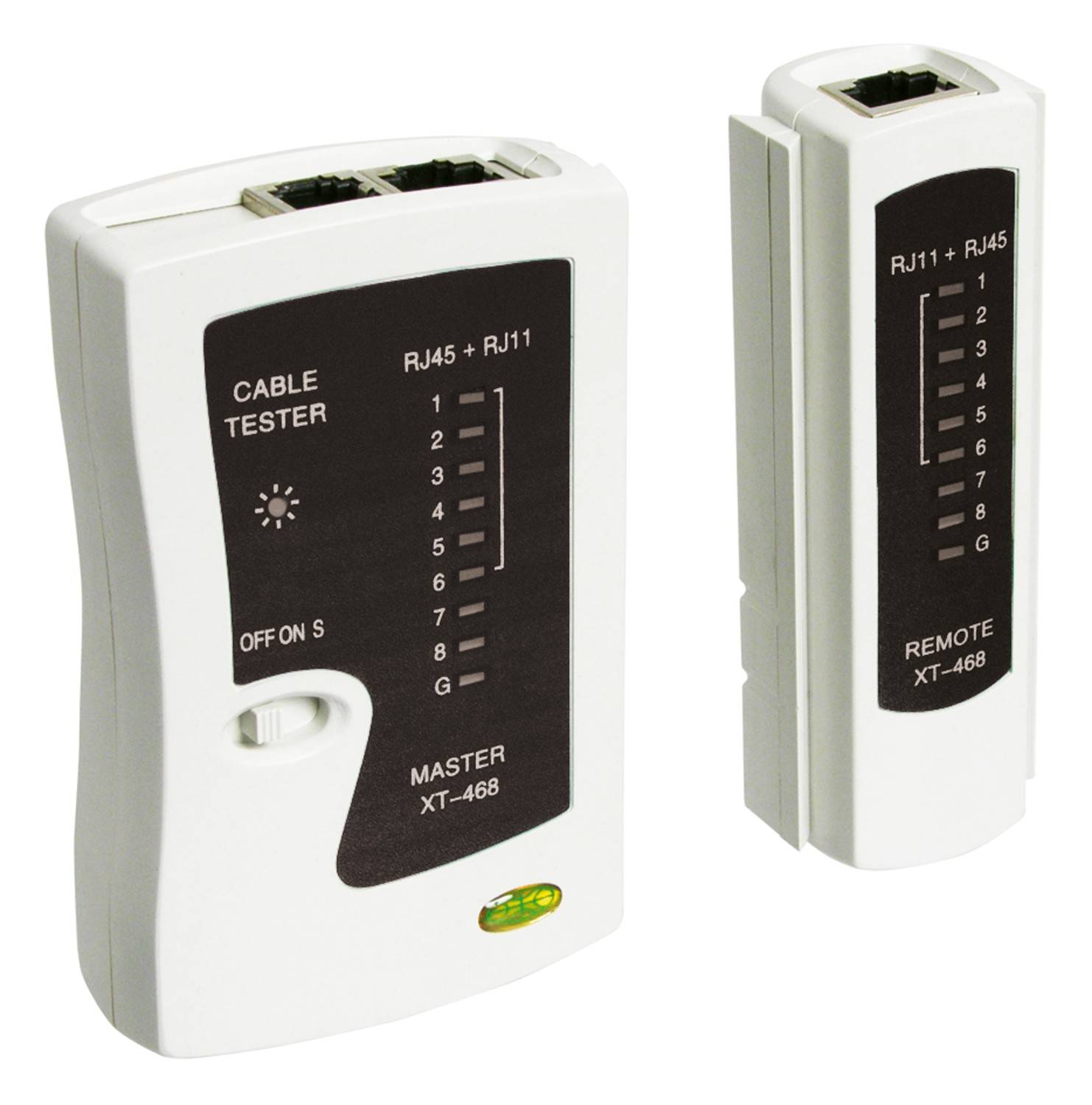 Goobay 68856 Netzwerktester LAN Tester / Leitungstester RJ45 - RJ11 - RJ12 - ISDN - CAT5 - CAT6 / Netzwerk Kabeltester-0