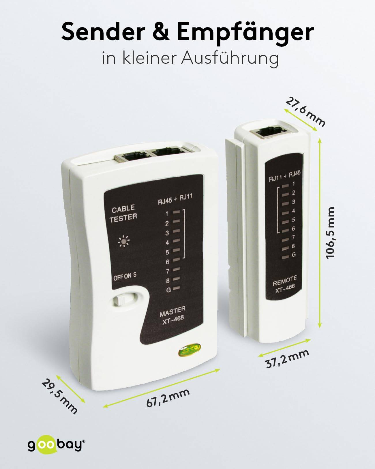 Goobay 68856 Netzwerktester LAN Tester / Leitungstester RJ45 - RJ11 - RJ12 - ISDN - CAT5 - CAT6 / Netzwerk Kabeltester-2
