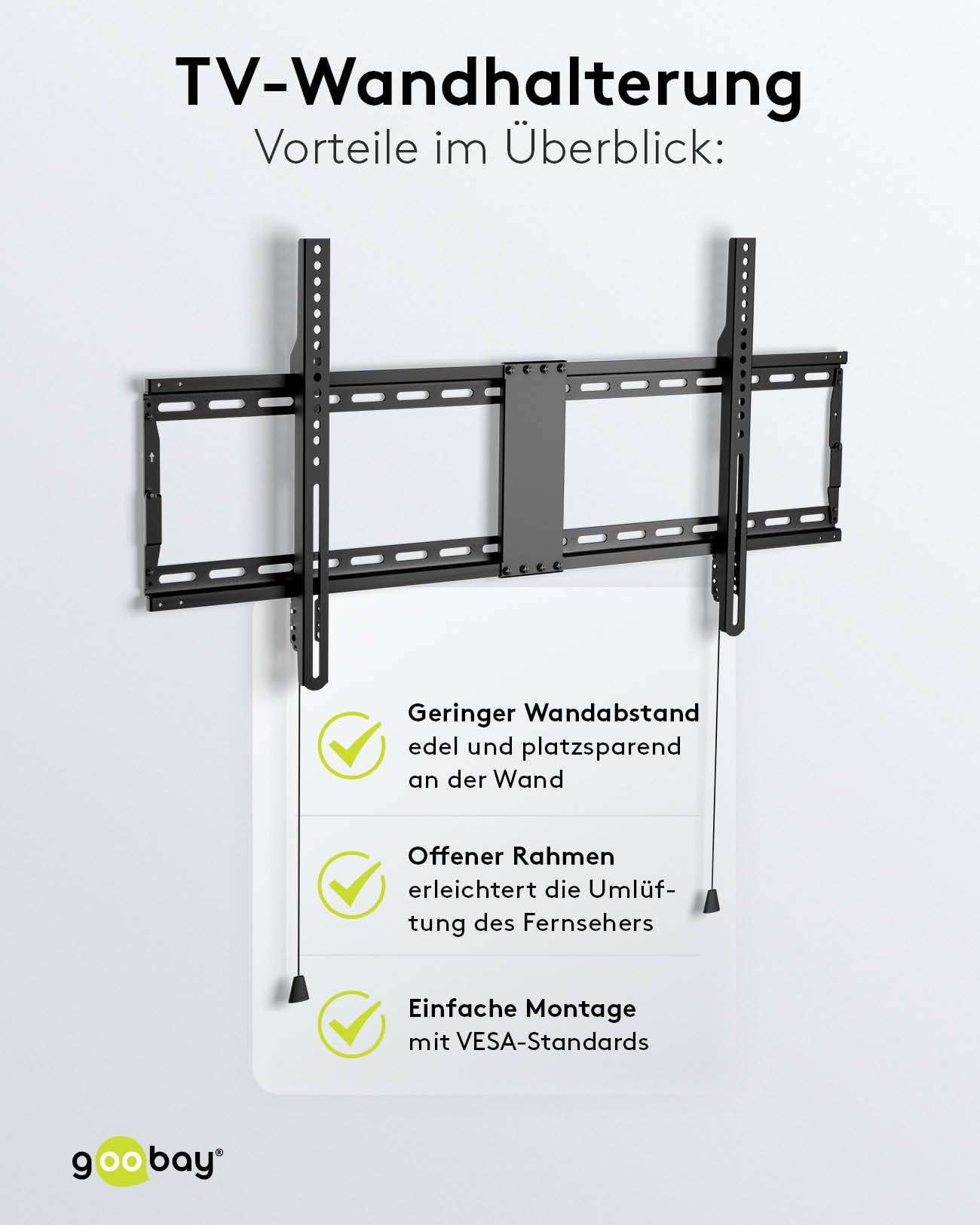 Goobay 49742 TV-Wandhalterung Basic FIXED 109 cm (43") - 254 cm (100") extraflache Fernsehhalterung, VESA 800×400, 75 kg-5