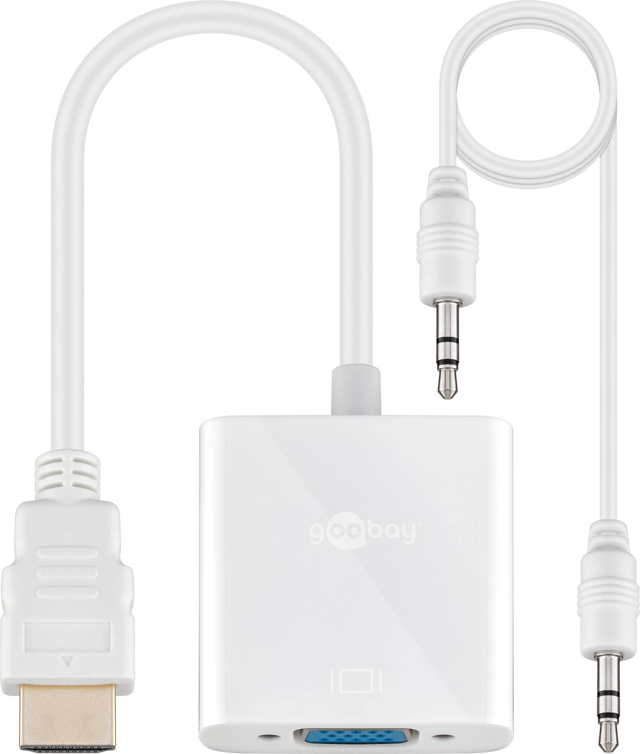 Goobay 51758 HDMI auf VGA Adapter HD 1080p @ 60Hz HDMI Adapterkabel konvertiert HDMI in VGA Analog Monitorkabel Weiß