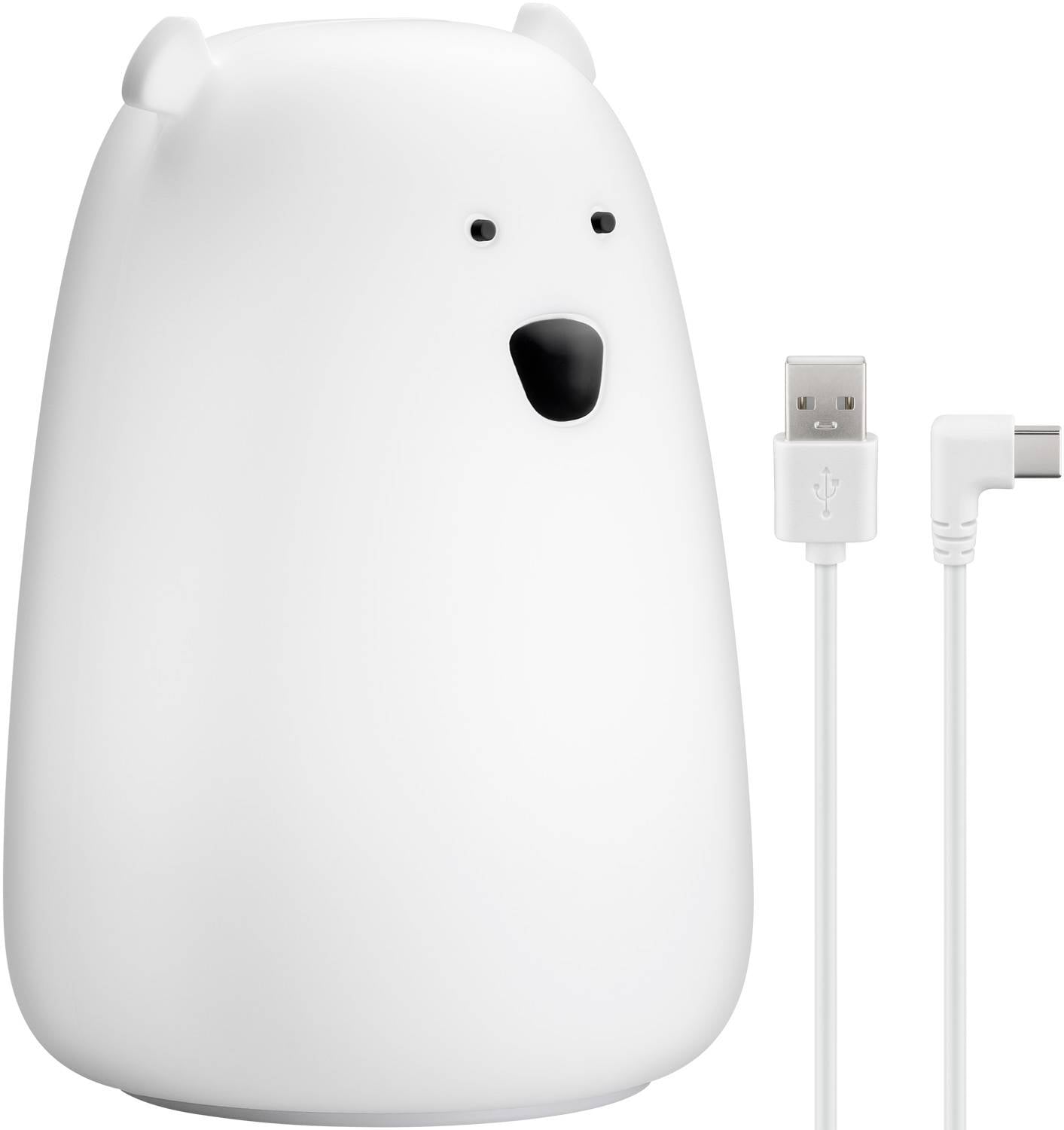 Goobay 61647 LED Nachtlicht Kinder Eisbär 8 Farben tragbare Nachtlampe Baby Nachtleuchte aus Silikon Touch-Sensor USB-0