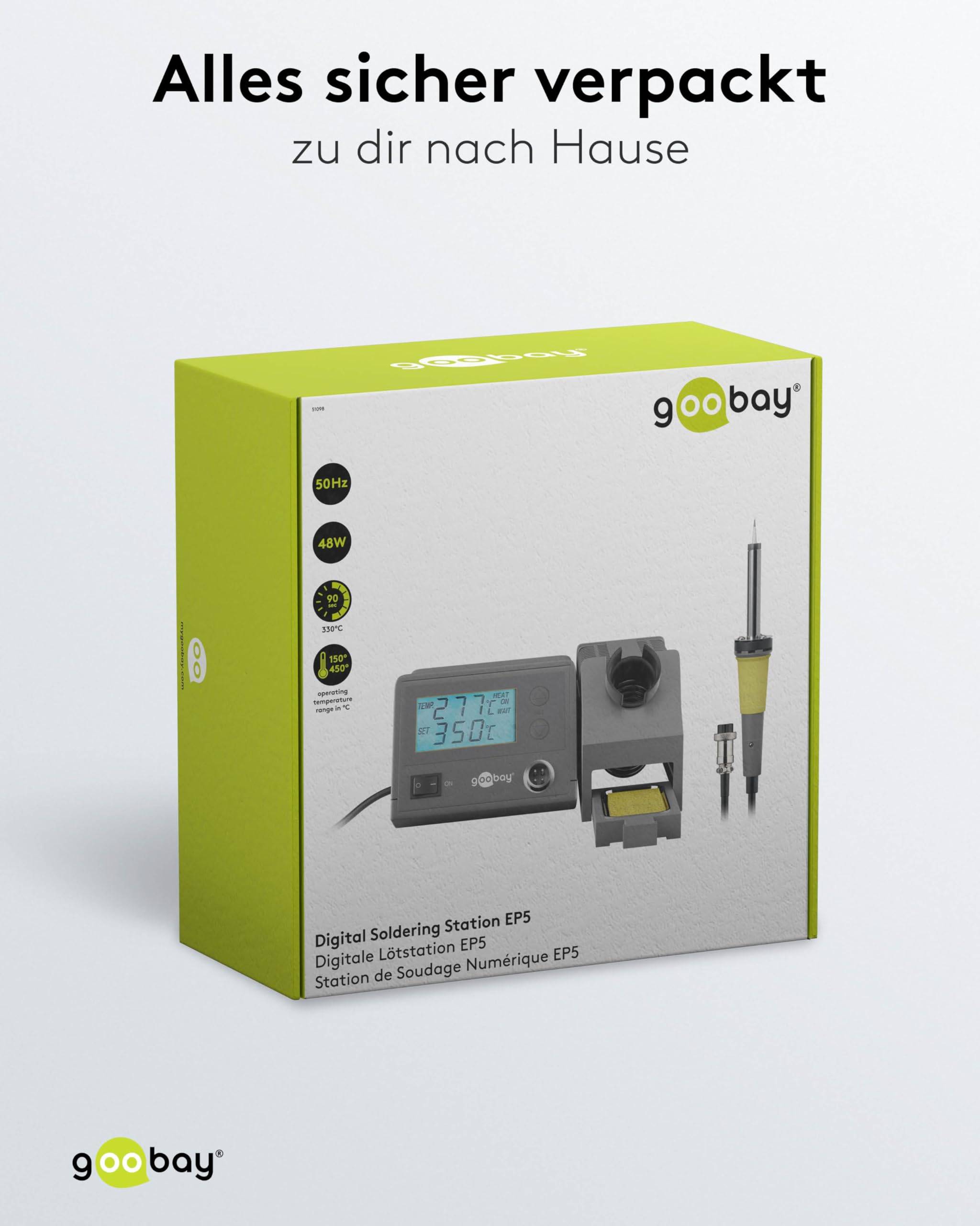 Goobay 51098 Digitale Lötstation 48 W, Lötstation Set mit LCD-Display und Kolben, 150–450 °C, schneller Spitzenwechsel-5