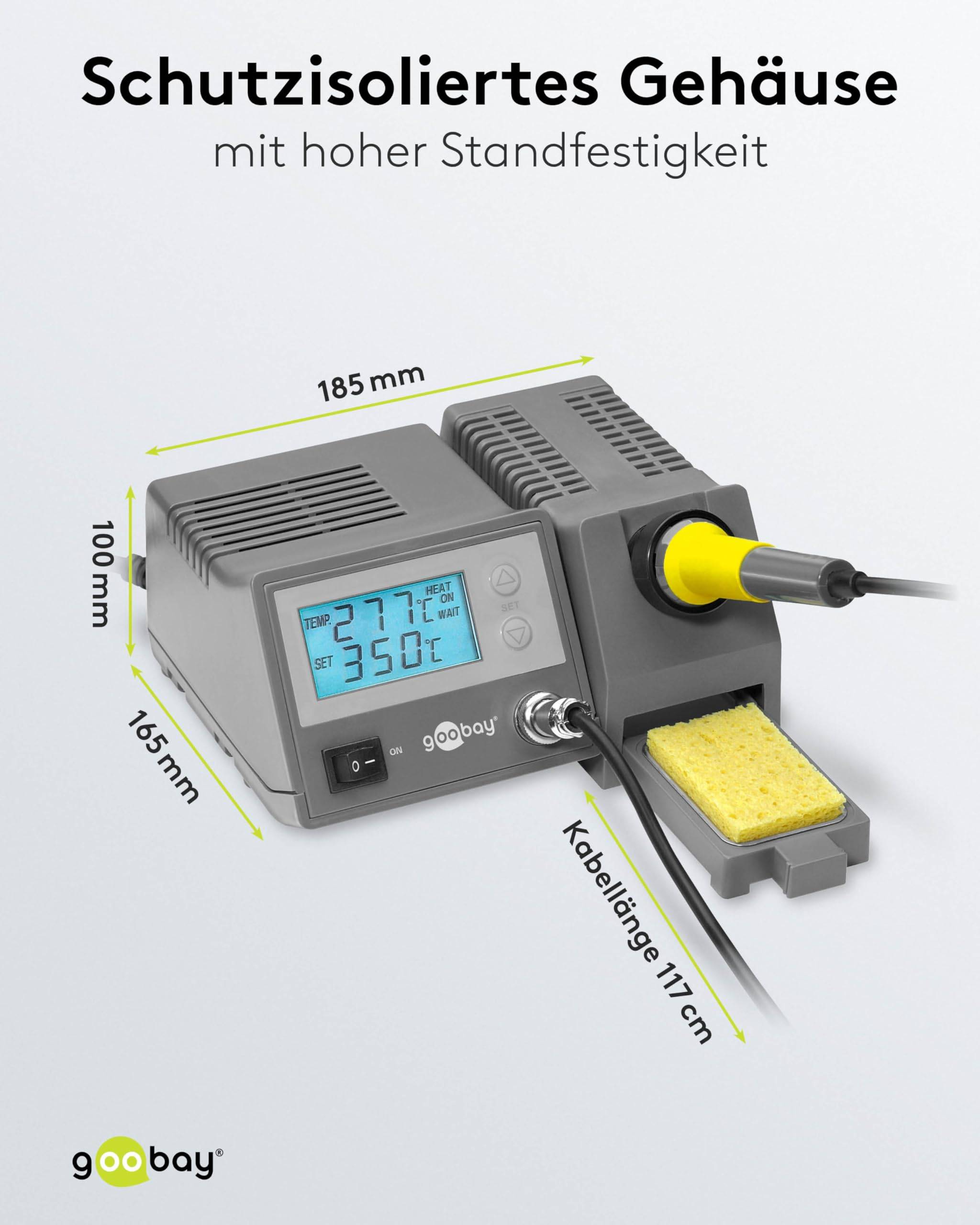 Goobay 51098 Digitale Lötstation 48 W, Lötstation Set mit LCD-Display und Kolben, 150–450 °C, schneller Spitzenwechsel-2