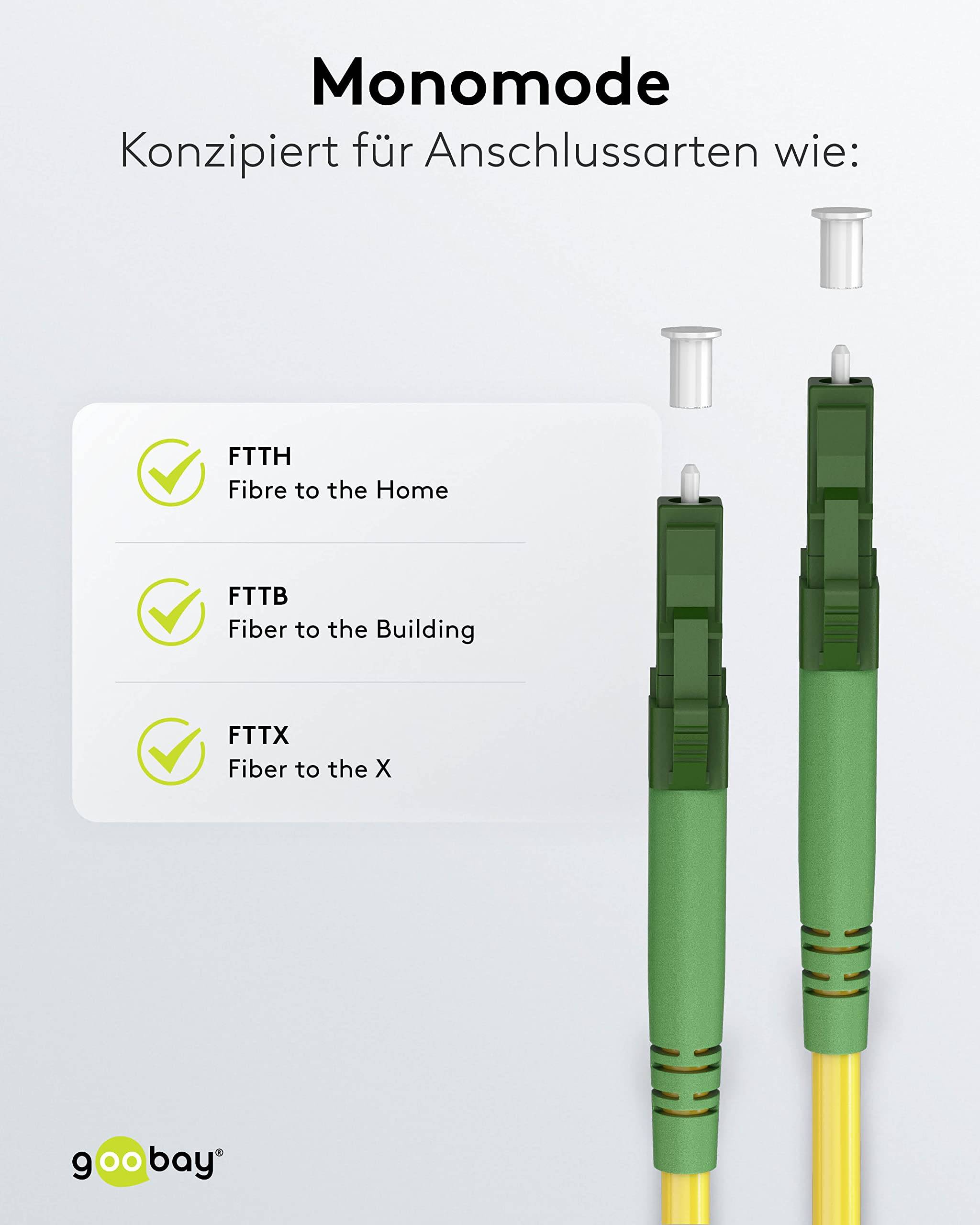 Goobay 59635 Glasfaserkabel FTTH Singlemode OS2 Simplex 100 Gbit/s LC-APC Patchkabel LWL Kabel halogenfrei Gelb, 25.00 m-4