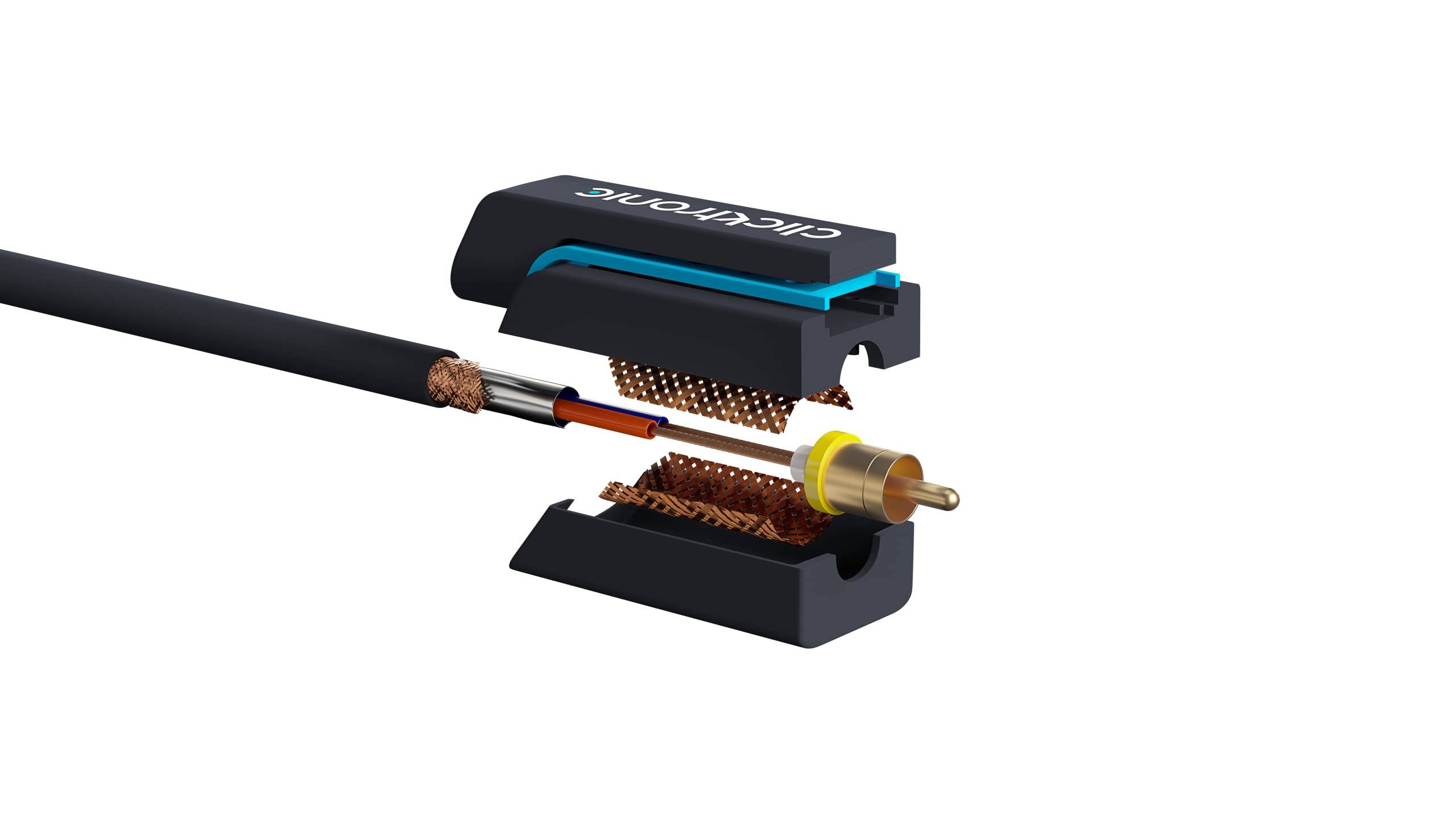 Clicktronic 70383 Cinch Kabel Stereo Audiokabel doppelt geschirmt vergoldete Cinch Stecker Audiokabel Grau 10m-5