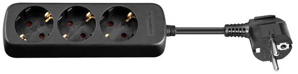 Goobay 51295 Steckdosenleiste mit 45° Steckplätzen, 3500 W, 3er Mehrfachsteckdose 3 fach Steckdose, 1.5 m Kabel, Schwarz