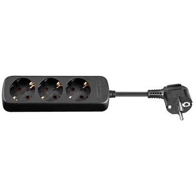 Goobay 51295 Steckdosenleiste mit 45° Steckplätzen, 3500 W, 3er Mehrfachsteckdose 3 fach Steckdose, 1.5 m Kabel, Schwarz-0