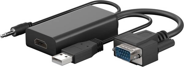 Goobay 61259 VGA auf HDMI Adapter Full HD 1080p @ 60Hz Adapterkabel konvertiert VGA & Audio in HDMI Signale Monitorkabel