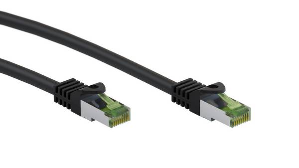 Goobay 61093 CAT 8.1 Patchkabel GHMT zertifiziert S/FTP PiMF halogenfrei 2 GHz Netzwerkkabel Internetkabel Schwarz 1m