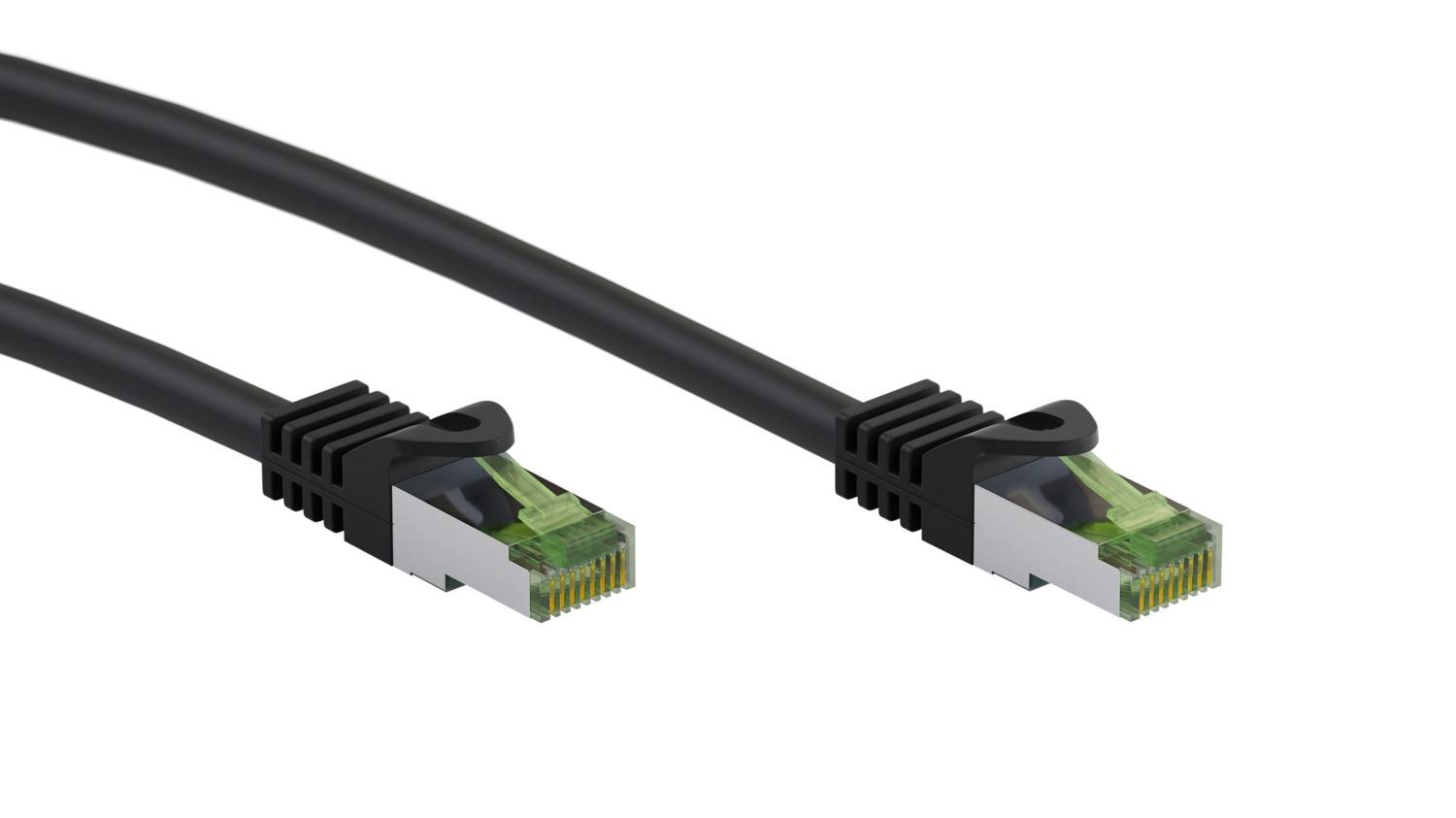 Goobay 61096 CAT 8.1 Patchkabel S/FTP PiMF halogenfrei 2 GHz Netzwerkkabel Internetkabel Patch Cord LAN Kabel Schwarz 5m-0