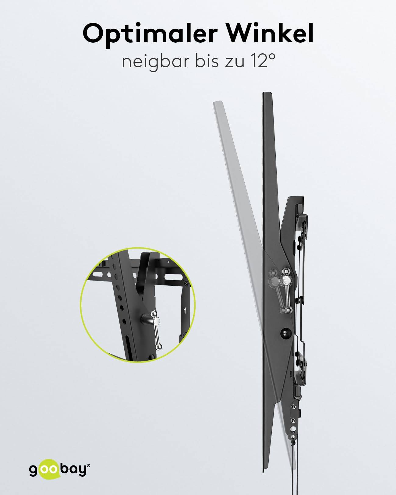Goobay 49909 TV-Wandhalterung Pro TILT 81 cm (32") - 140 cm (55") neigbar, flache Fernsehhalterung, VESA 400x400, 70 kg-6