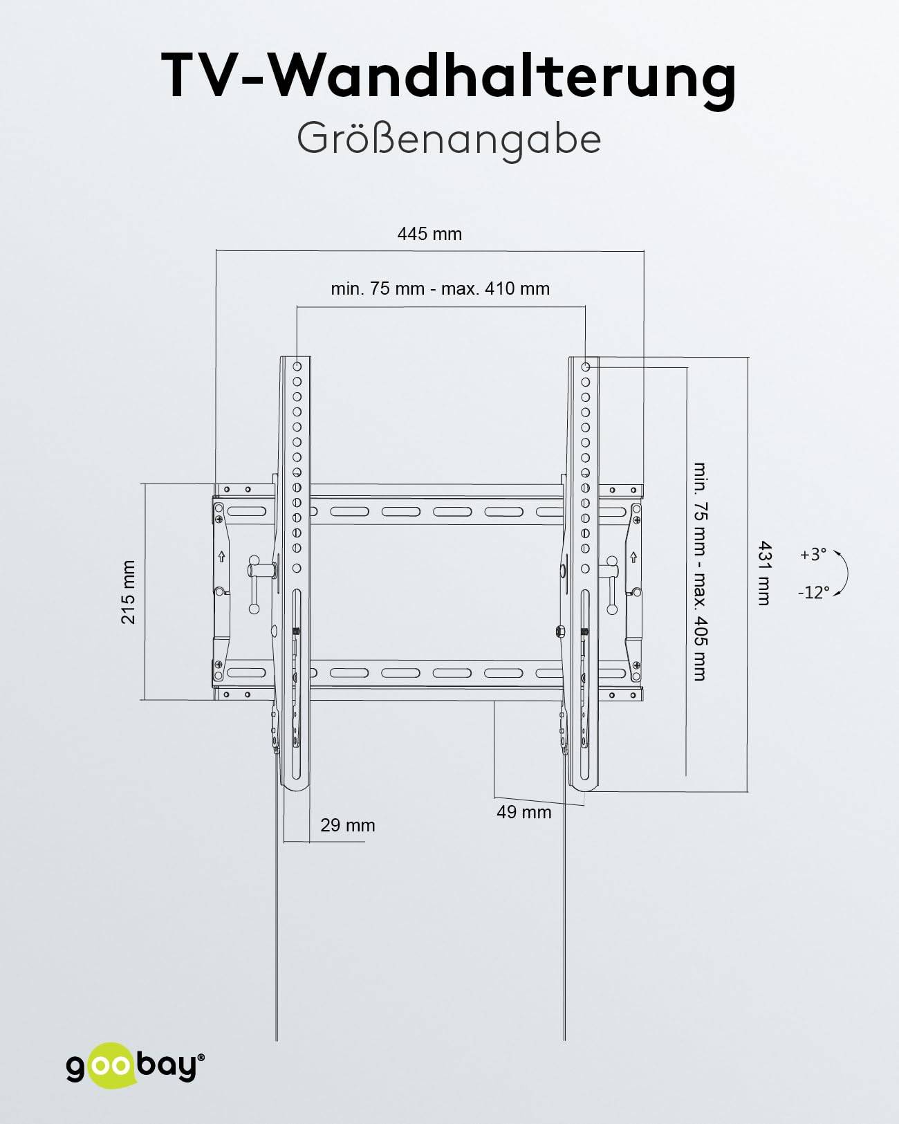 Goobay 49909 TV-Wandhalterung Pro TILT 81 cm (32") - 140 cm (55") neigbar, flache Fernsehhalterung, VESA 400x400, 70 kg-2