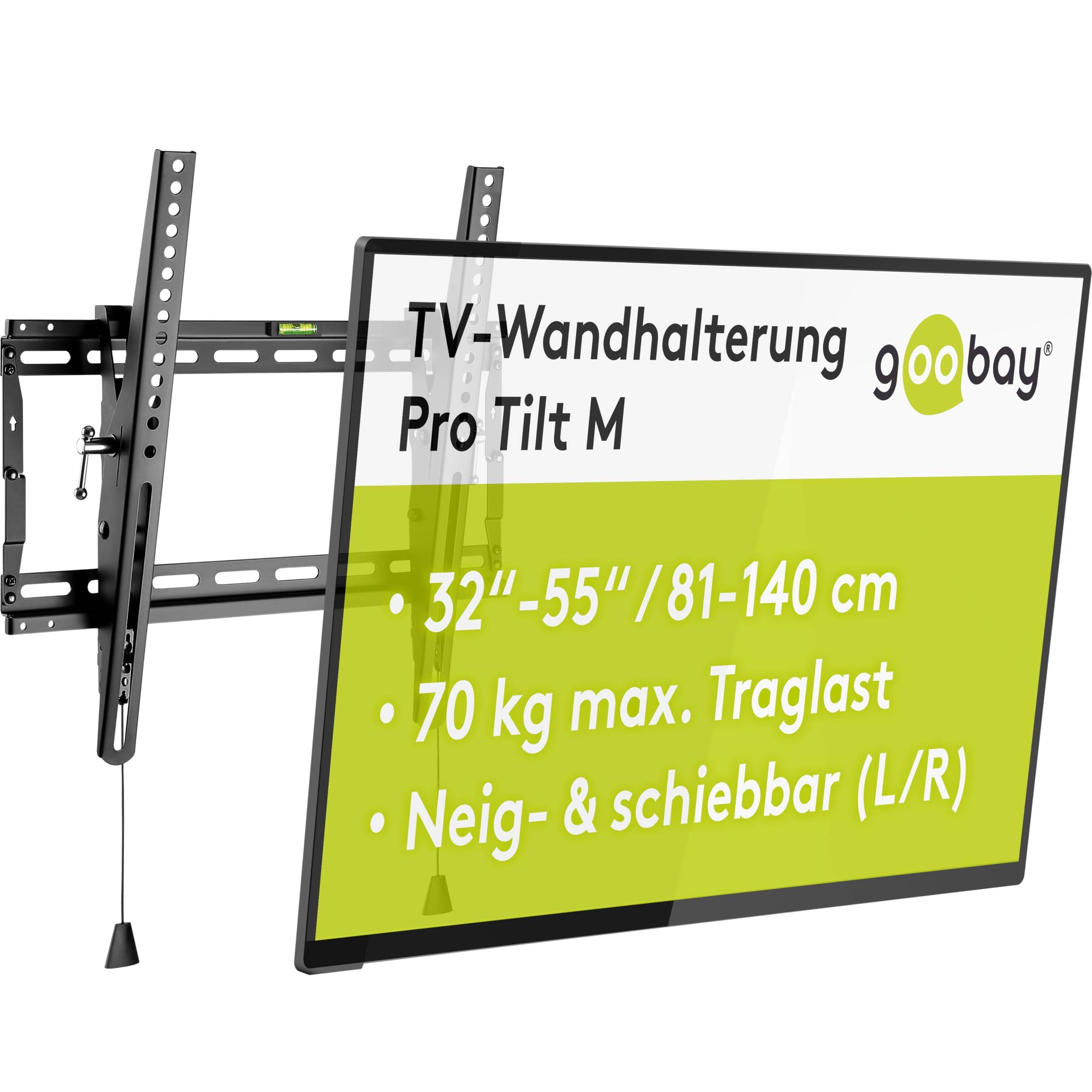 Goobay 49909 TV-Wandhalterung Pro TILT 81 cm (32") - 140 cm (55") neigbar, flache Fernsehhalterung, VESA 400x400, 70 kg-3