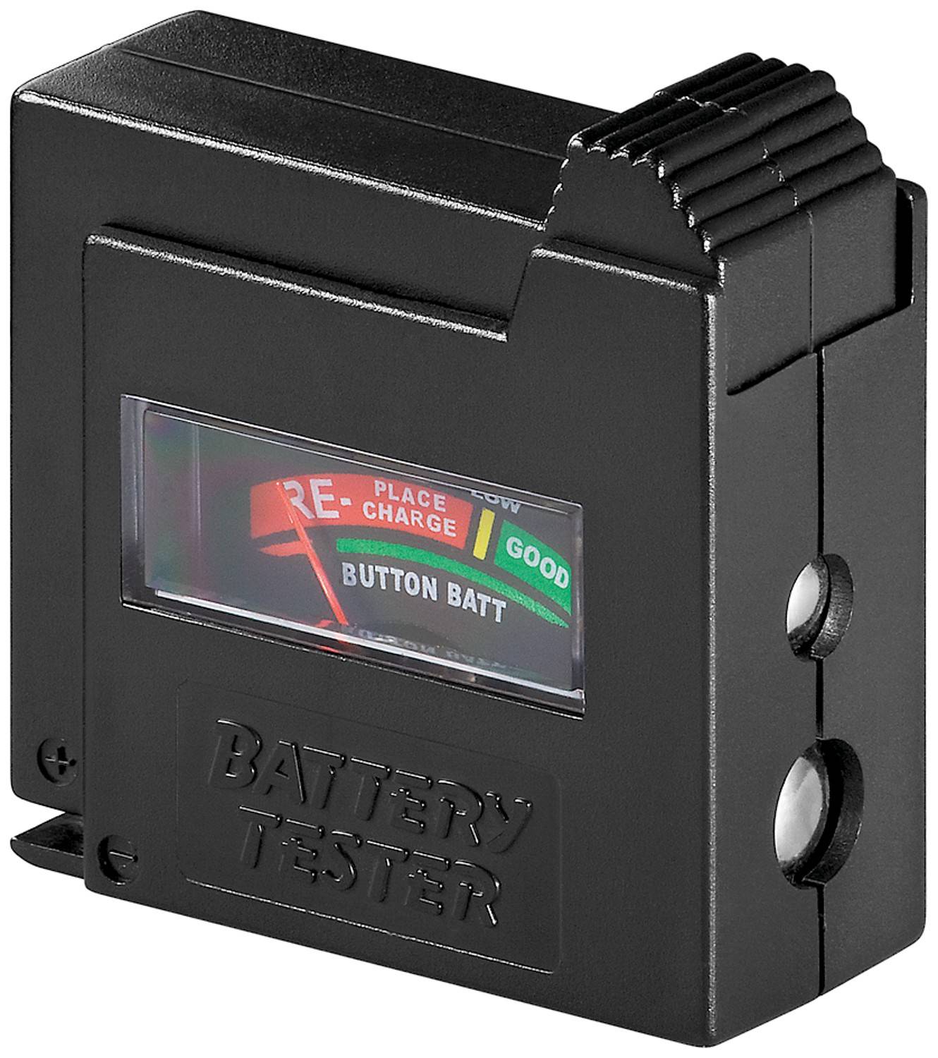 Goobay 54020 Batterietester für alle Batterien & Akkus AAA, AA, C, 9V, D, N, 1,5V Knopfzelle Batterieprüfgerät Testgerät-0