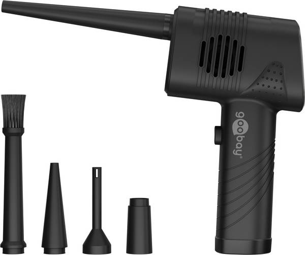 Goobay 61667 Elektrisches Staubgebläse zur PC & Tastatur Reinigung / 2.000 mAh Akku / 90 Min. Betriebsdauer / LED Licht