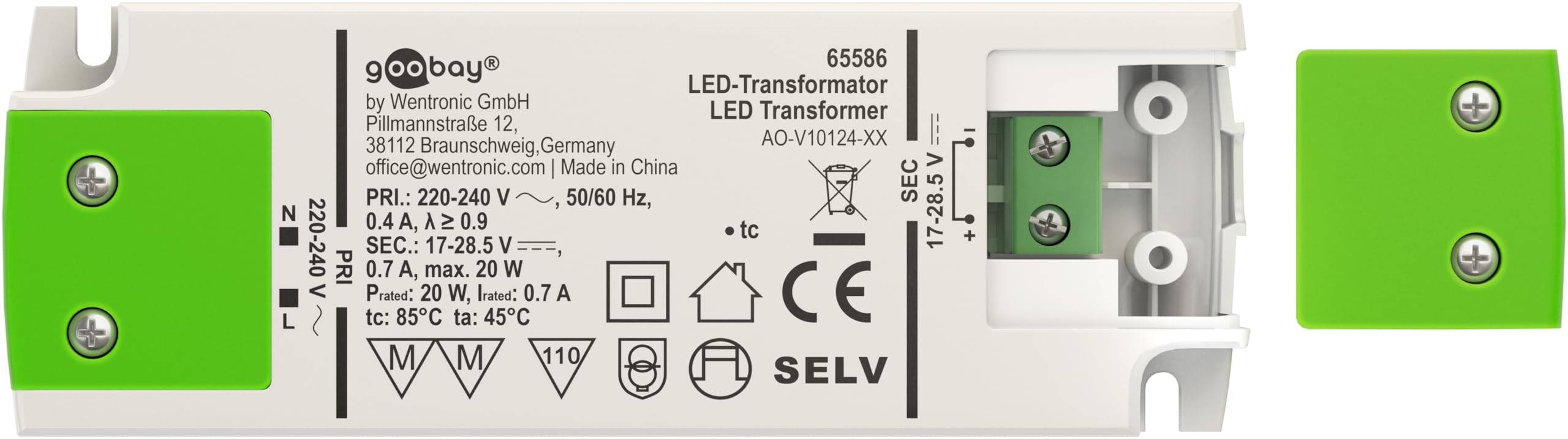 Goobay 65586 LED Trafo Konstantstrom 700 mA 20W Gesamtlast / LED Treiber 28V Beleuchtung / LED Driver / Transformator-3