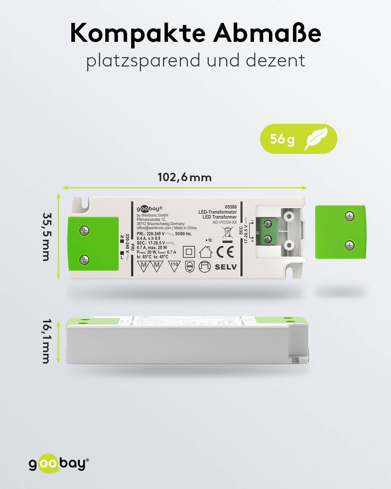 Goobay 65586 LED Trafo Konstantstrom 700 mA 20W Gesamtlast / LED Treiber 28V Beleuchtung / LED Driver / Transformator-4