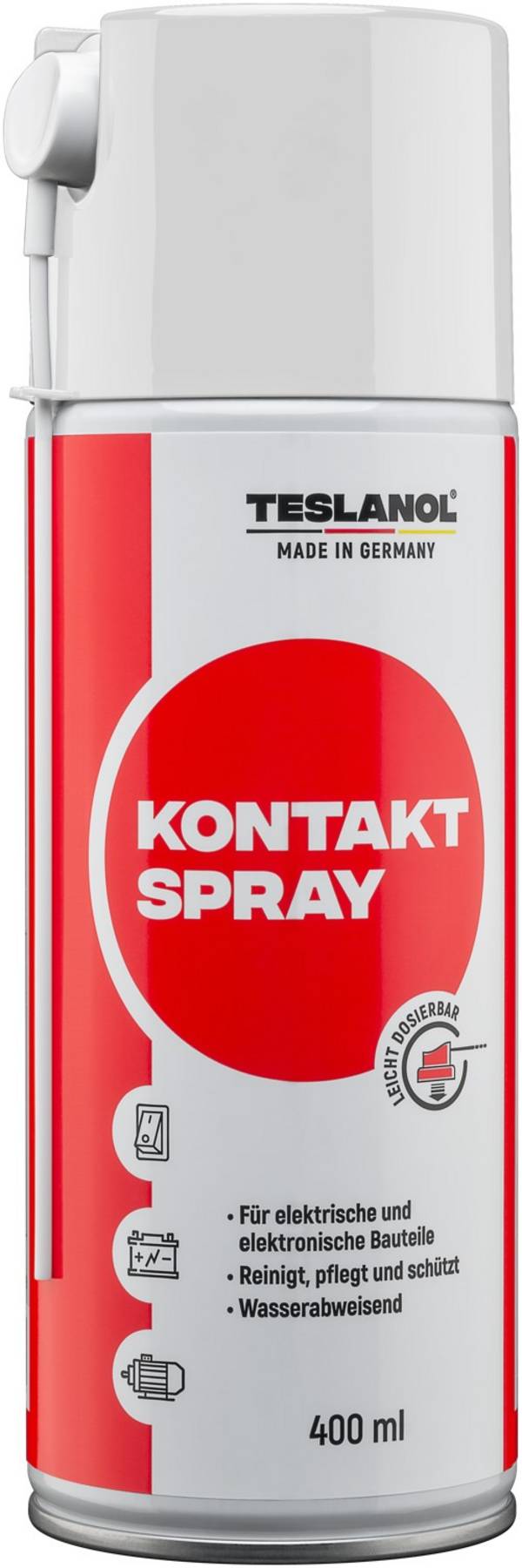 Teslanol 26026 Kontaktspray für Elektronik Autobatterie Polfett Elektro Kontaktreiniger T6 Oszillin Kontakt Spray 400 ml