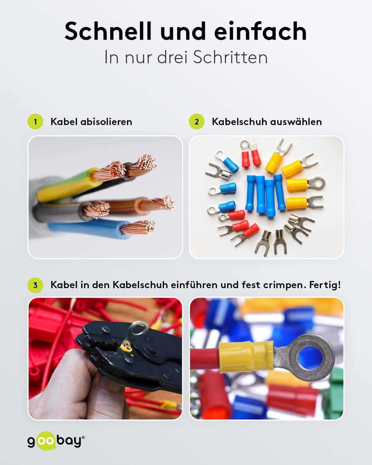 Goobay 77289 Crimpzange für isolierte Kabelschuhe 0,75-5,5 mm² Kombizange Crimpen & Abisolieren, Kabelschneider, Rot-4