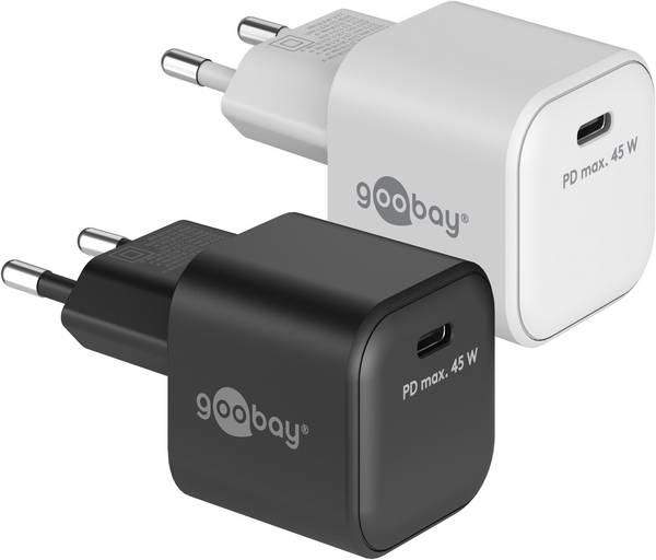 Goobay 65331 Nano USB-C Netzteil 45W / Power Delivery Charger / Universal Ladegerät Handy / USB Typ C Adapter / Schwarz